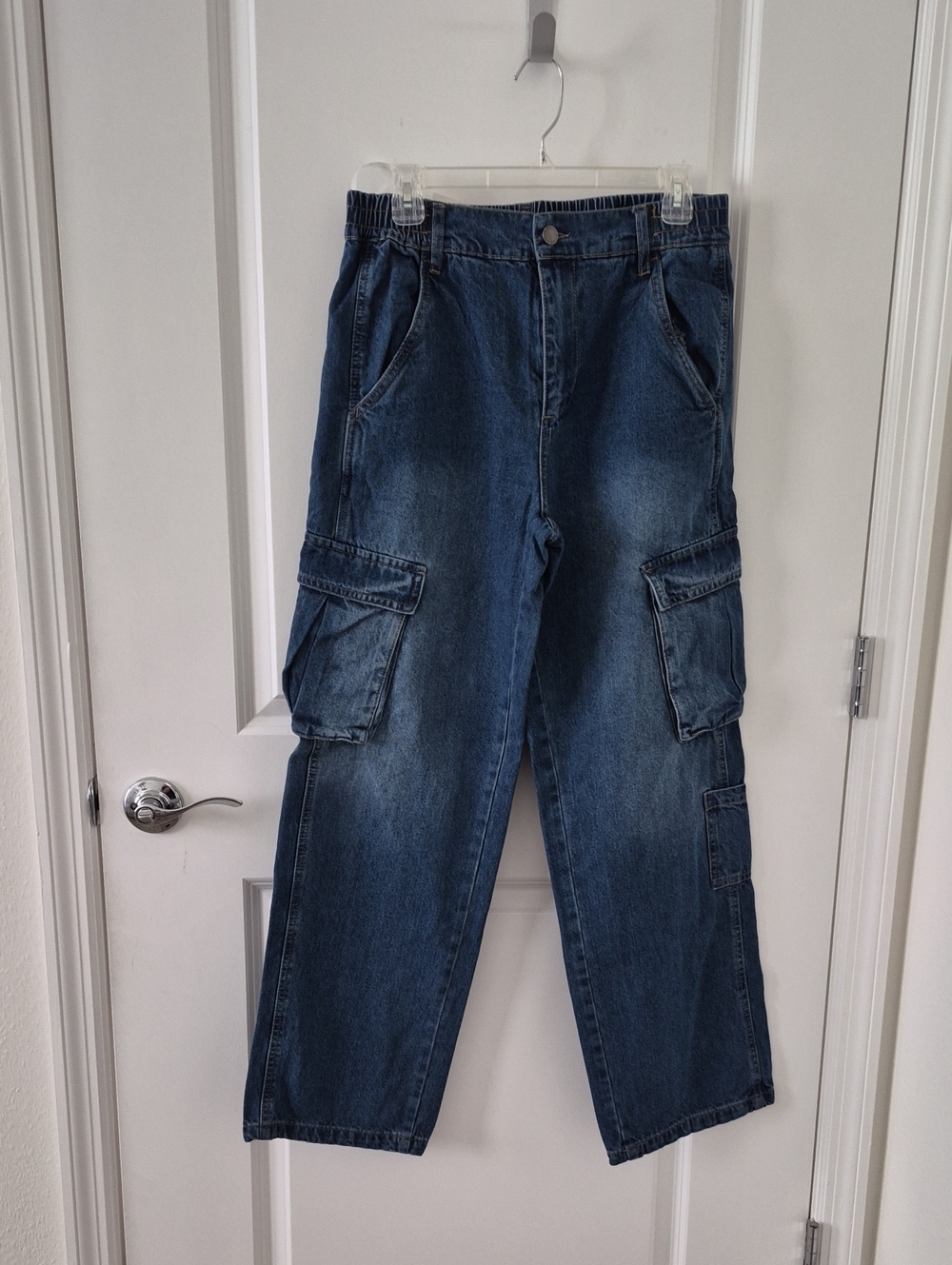 Timing Women's Blue Denim Boyfriend Cargo Jeans